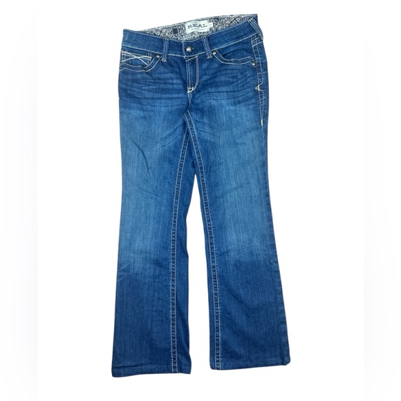 Ariat REAL Jeans Womens 29R Mid Rise Boot Entwined Stretch Western Cowgirl Ocean - Picture 2 of 14